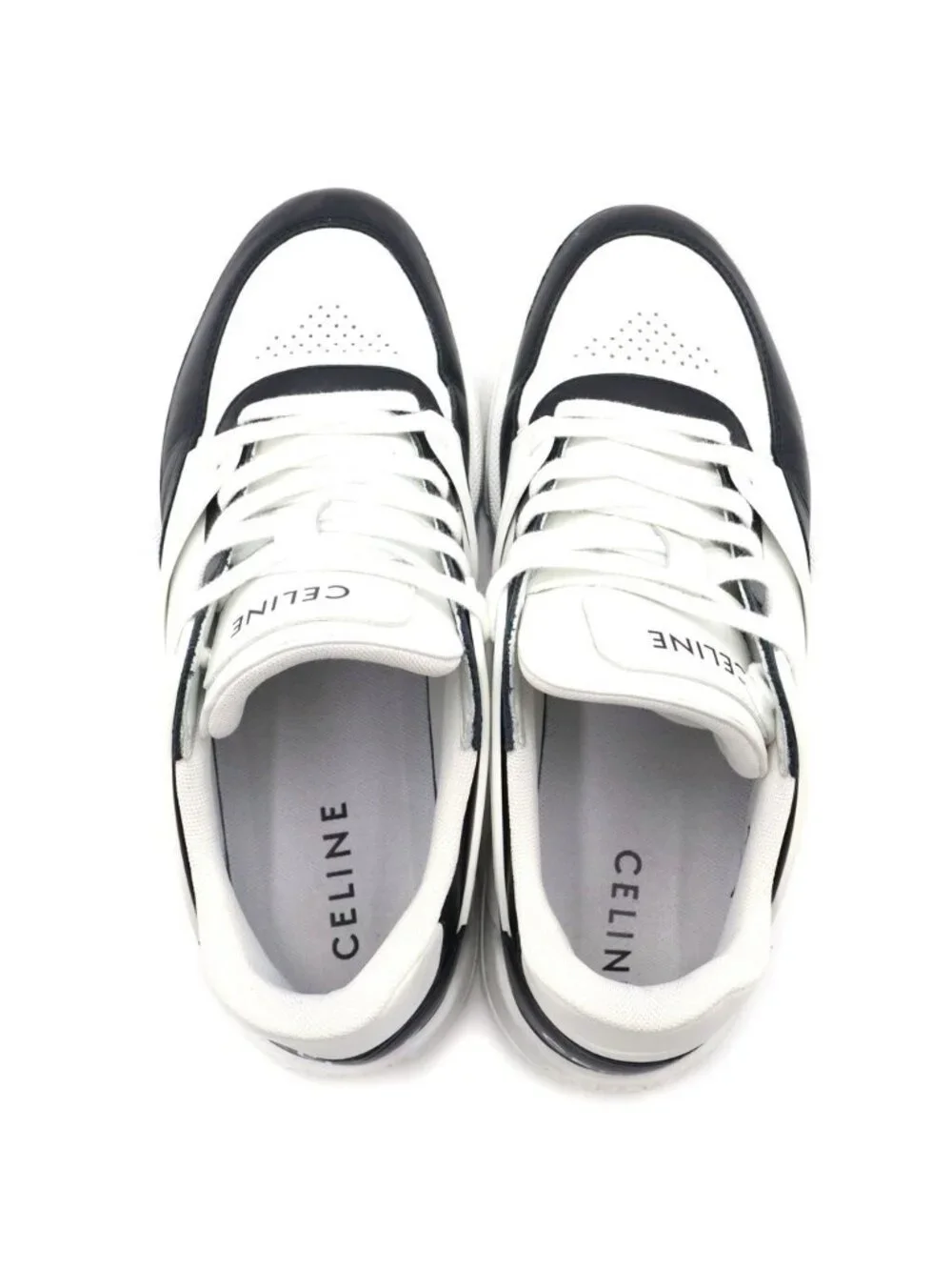 Celine Eddie Era Leather Trim Low Cut Sneakers White